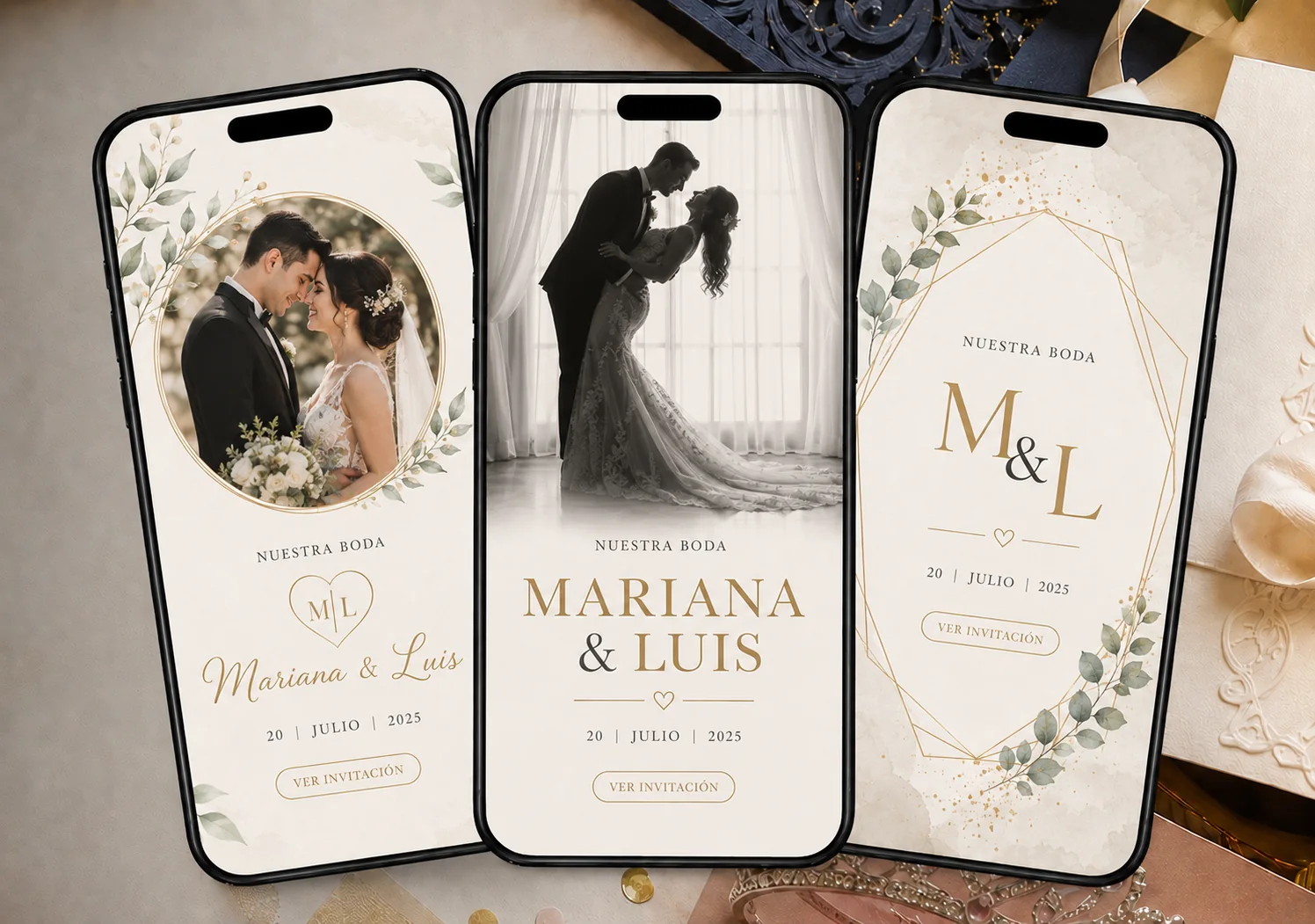 Muestras de invitaciones digitales para Bodas