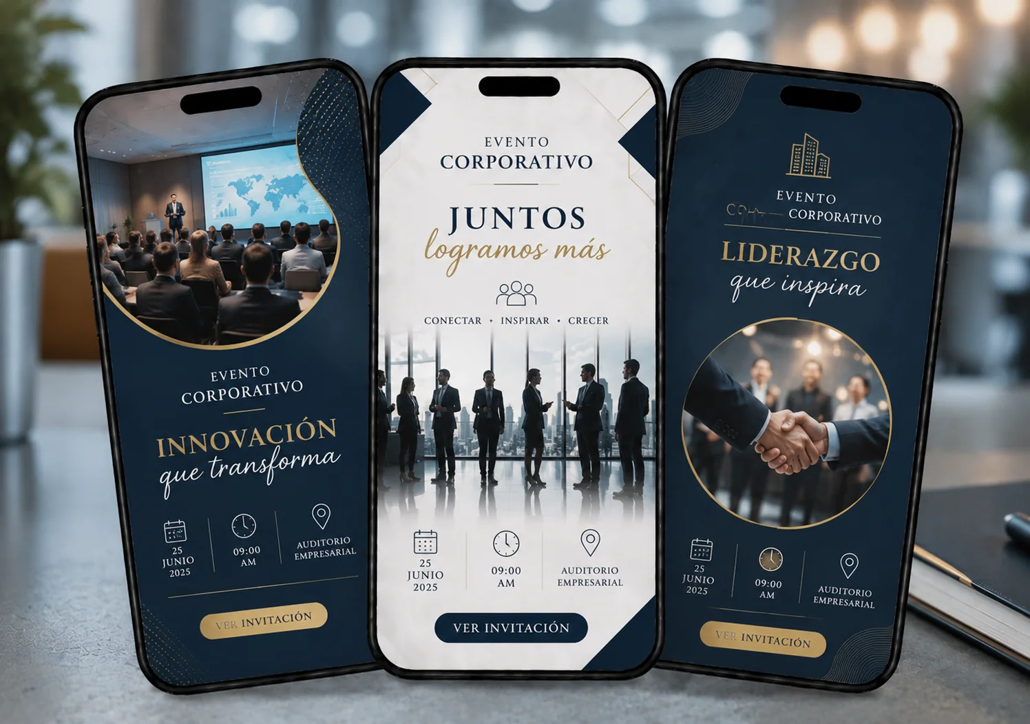 Muestras de invitaciones digitales para Evento Empresarial
