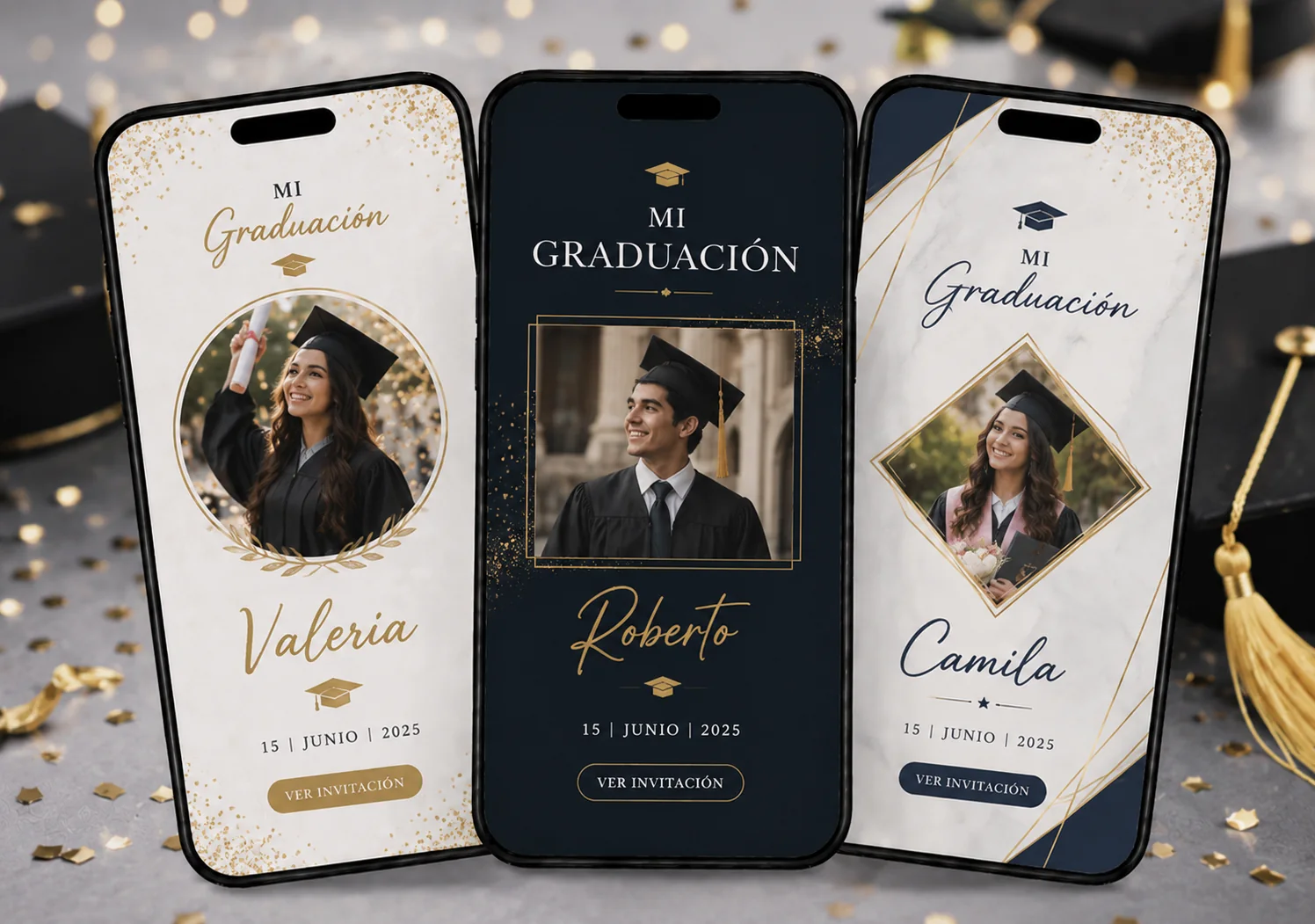 Muestras de invitaciones digitales para Graduaciones