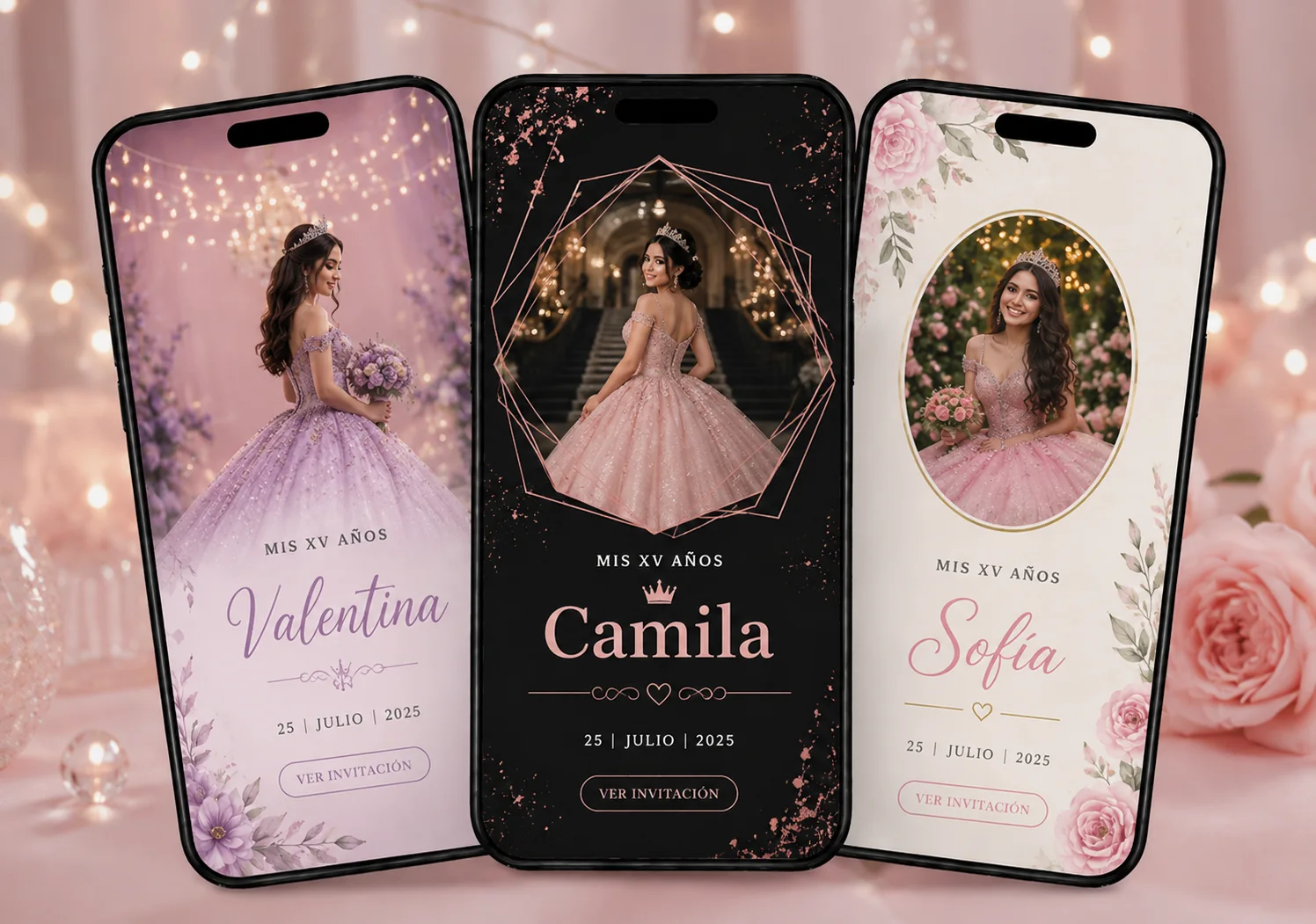 Muestras de invitaciones digitales para XV años